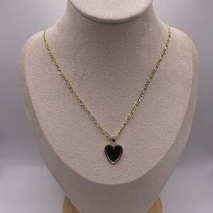 Adornia 14k Gold Plated Figaro Chain Heart Necklace